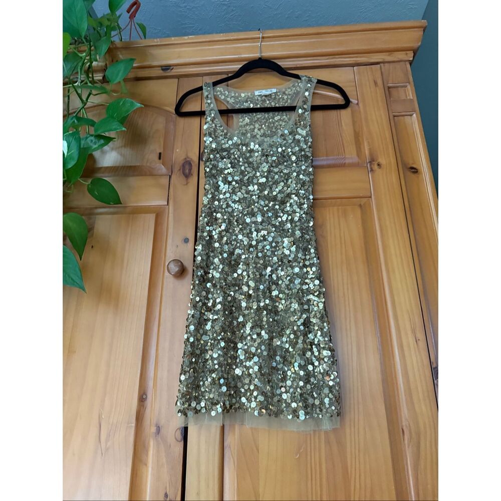 Arden B Gold Sequin Mini Dress Sleeveless Cocktail Party Small - Picture 2 of 9